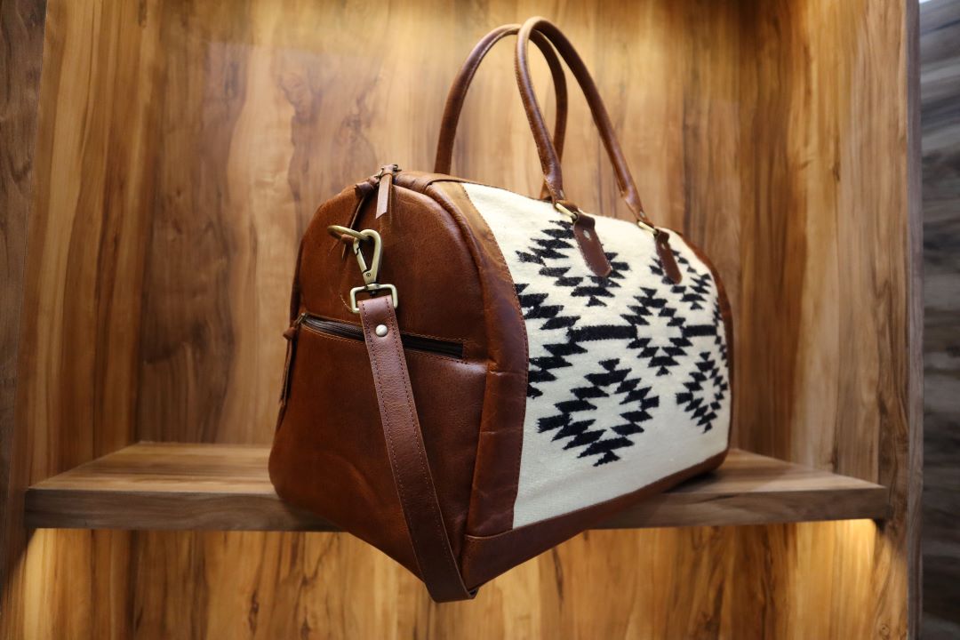Handcrafted Aztec Leather Duffle – Western Weekender Bag