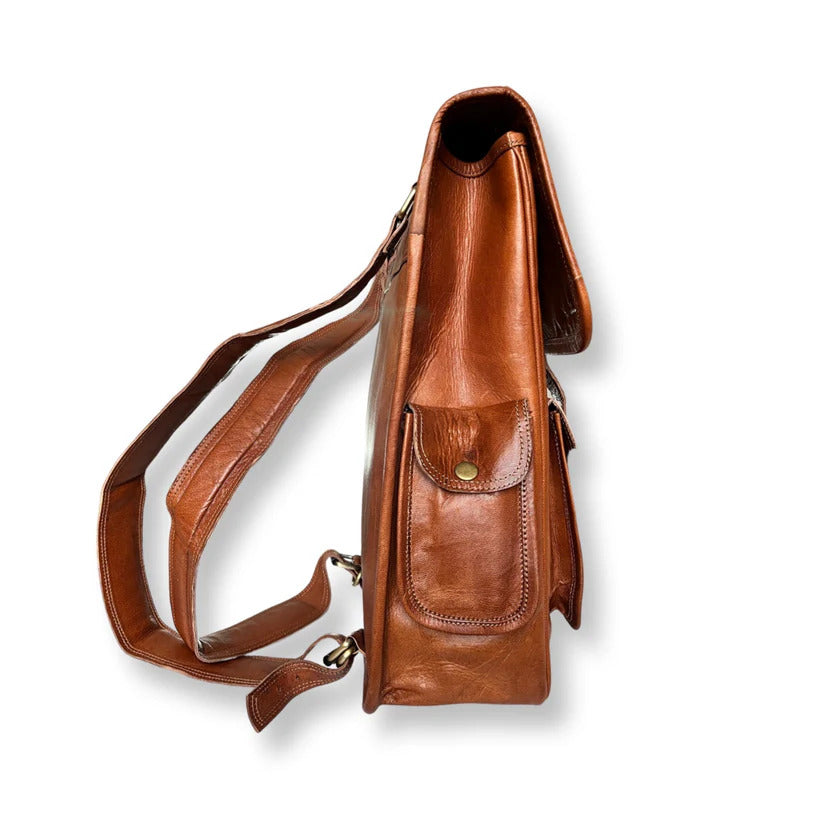 Handcrafted Vintage Leather Backpack – Laptop Bag for Work, Travel & School
