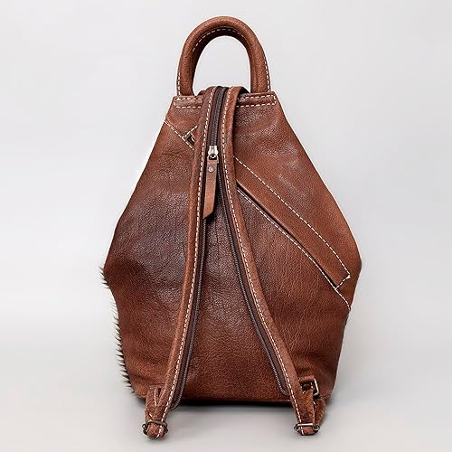 Handcrafted Western Tooled Leather Hair-On Backpack