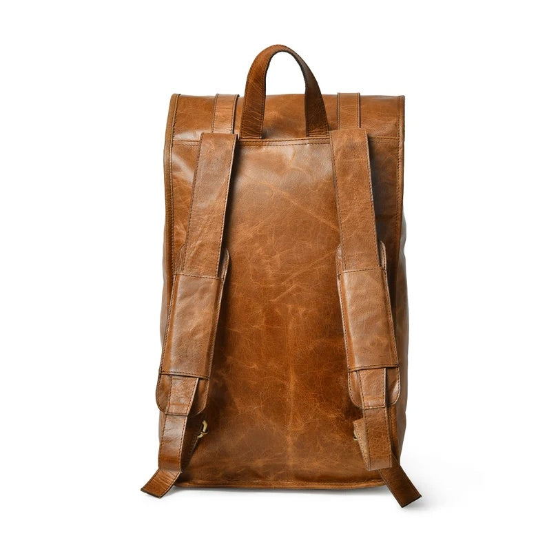 Genuine Cowhide Leather Backpack – Perfect for Work or Travel