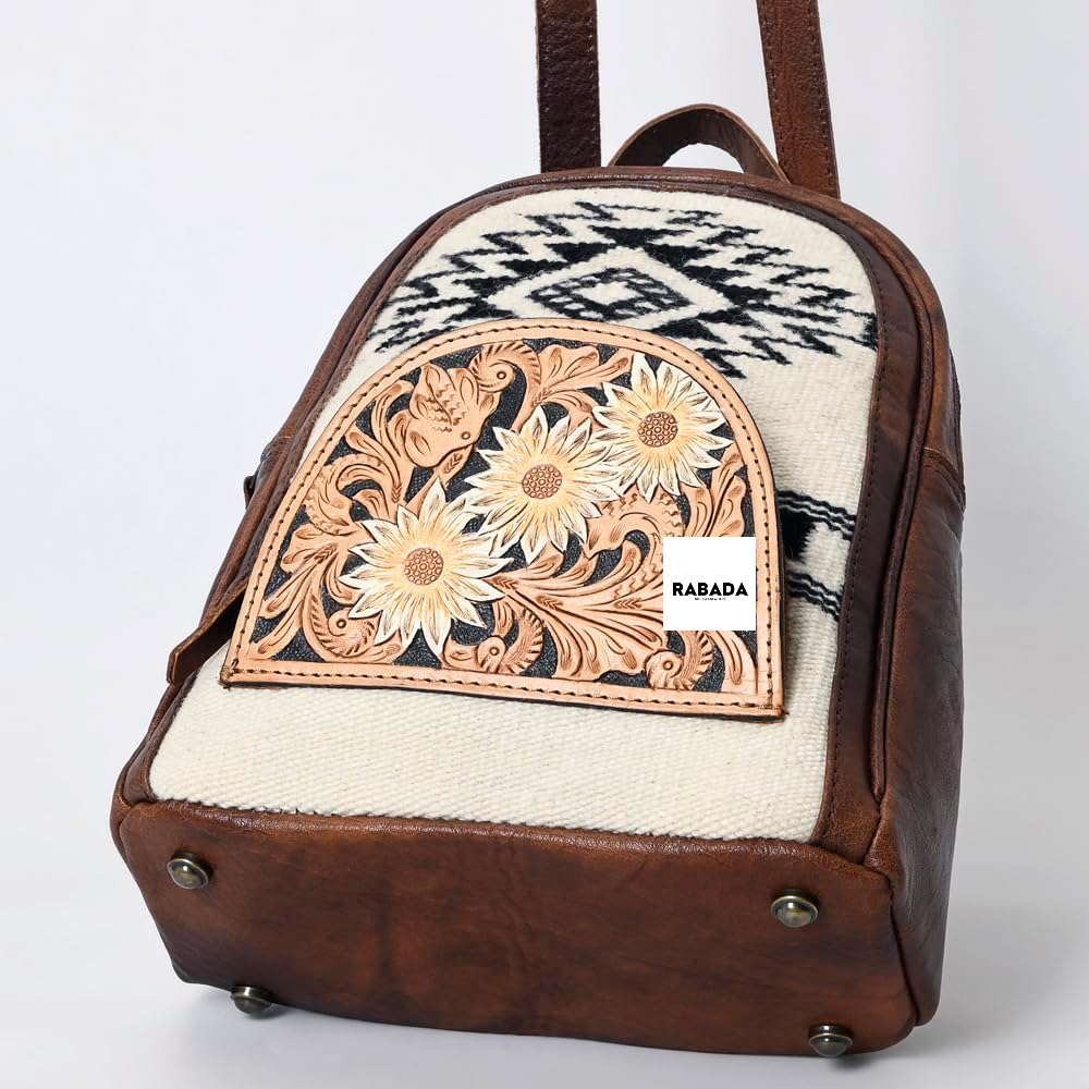 Handmade Aztec Leather Backpack – Western Style Rucksack
