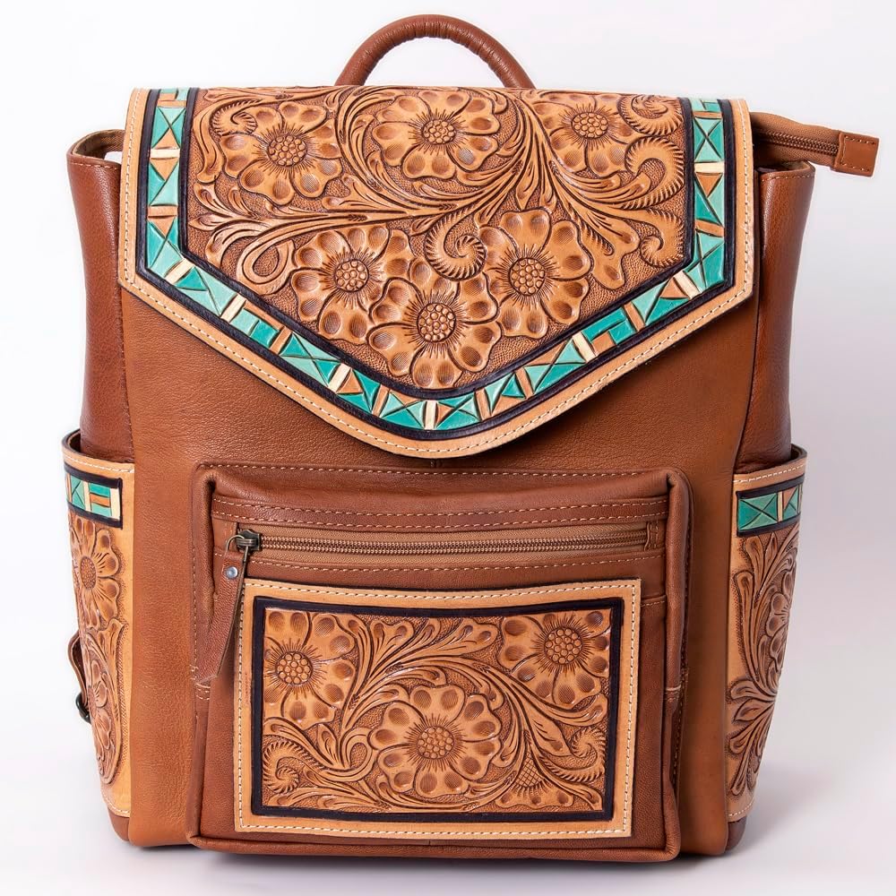Western Tooled Leather Backpack – Handmade Vintage Cowgirl Bag