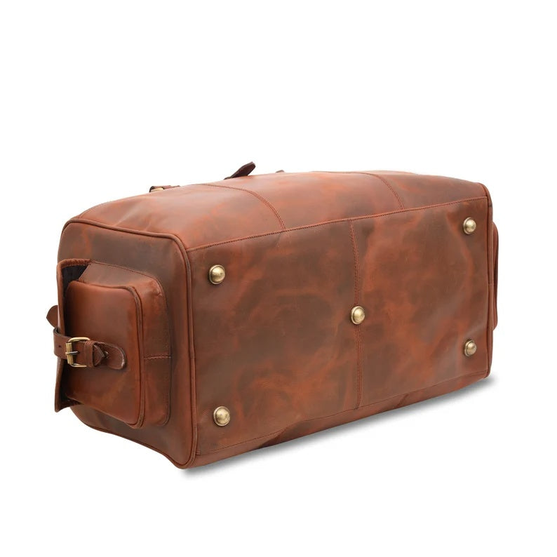 Genuine Leather Travel Duffle Bag – Premium Handmade Weekender