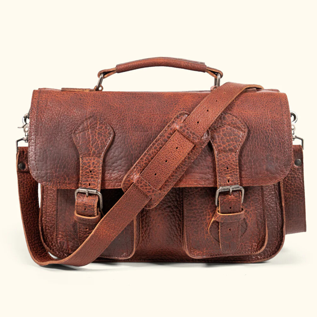Premium Buffalo Leather Briefcase – Rustic Handmade Work Bag