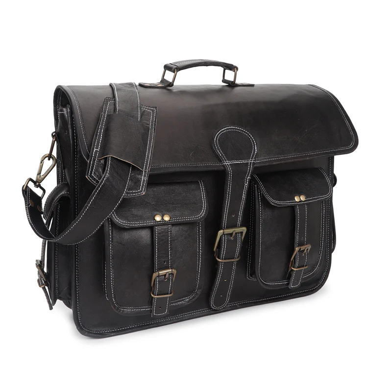 Full-Grain Leather Briefcase – Handcrafted Messenger Bag for Professionals