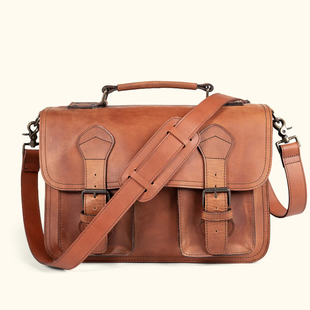Premium Buffalo Leather Briefcase – Rustic Handmade Work Bag