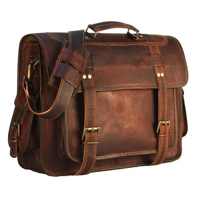 Men’s Genuine Leather Messenger Bag – Business Laptop Briefcase