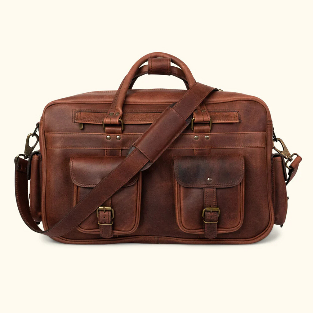 Genuine Buffalo Leather Briefcase – Vintage Men's Business Bag