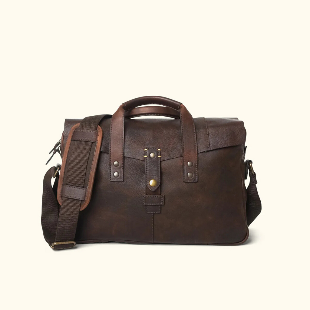 Buffalo Leather Briefcase – Genuine Full Grain Messenger Bag for Men