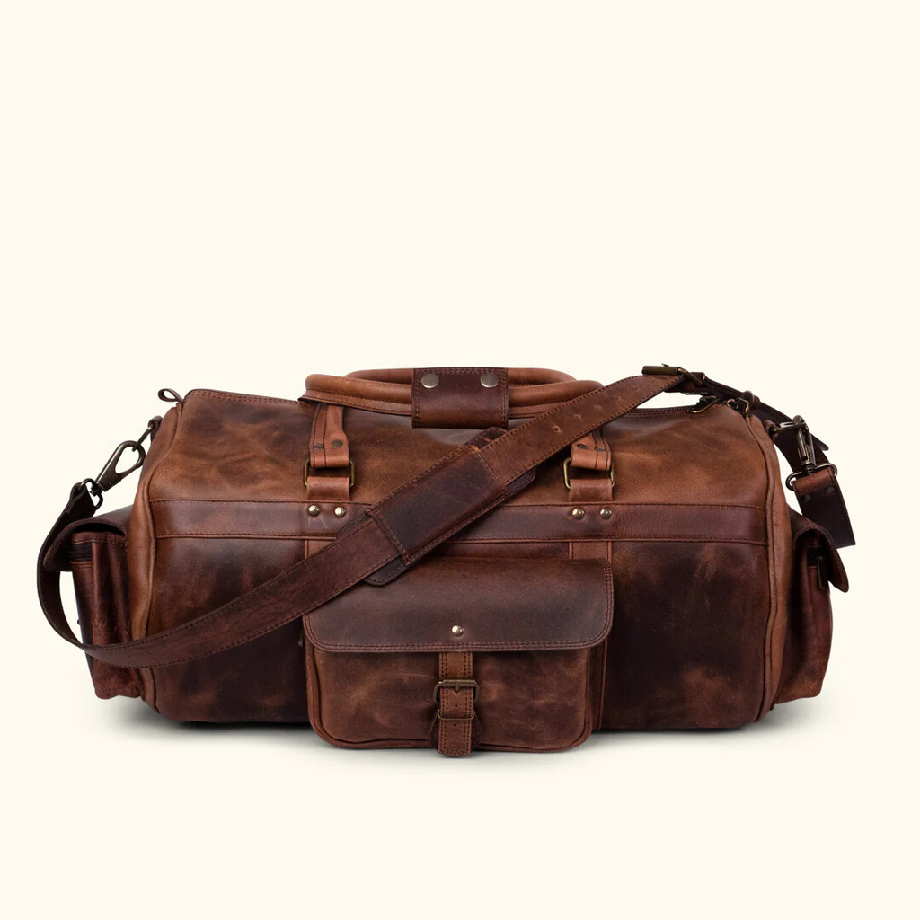 Vintage Genuine Leather Duffle Bag – Perfect for Weekend Getaways