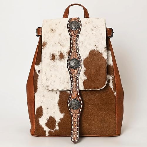 Handcrafted Western Tooled Leather Hair-On Backpack
