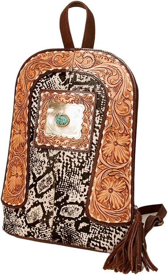 Handmade Cowhide Backpack – Natural Hair-On-Hide with Leather Accents