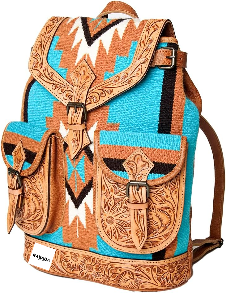 Western Aztec Leather Backpack – Handcrafted & Rugged