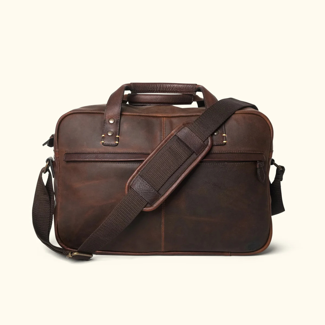 Genuine Buffalo Leather Briefcase – Vintage Men's Business Bag