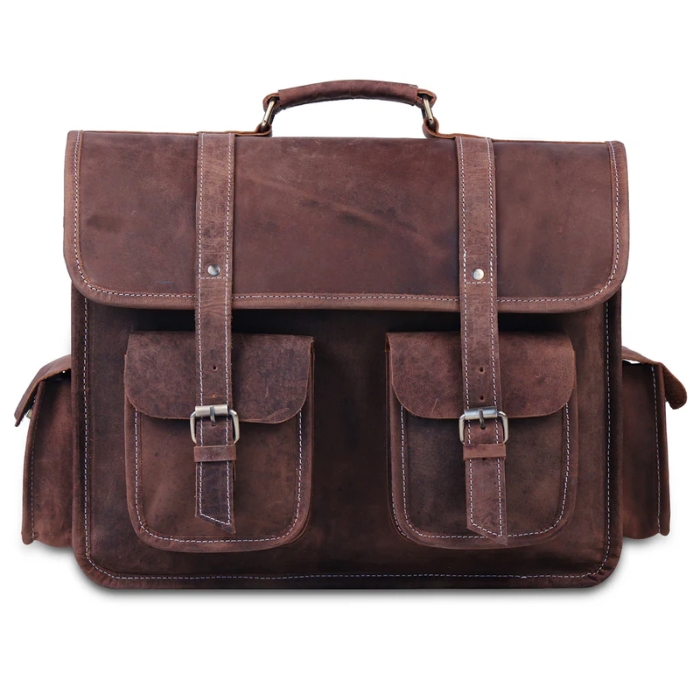 Full-Grain Leather Briefcase – Handcrafted Messenger Bag for Professionals