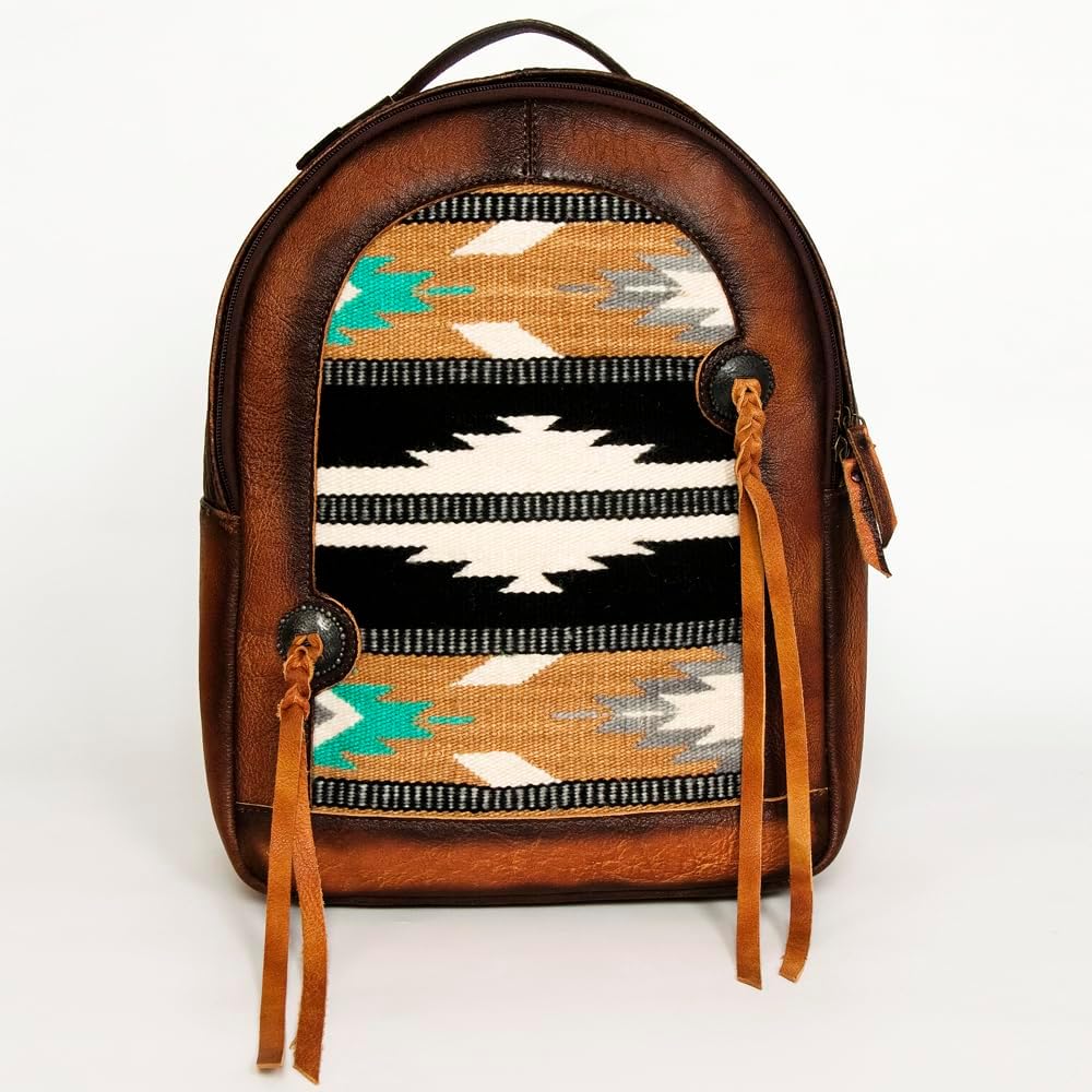 Western Aztec Leather Backpack – Handcrafted & Rugged