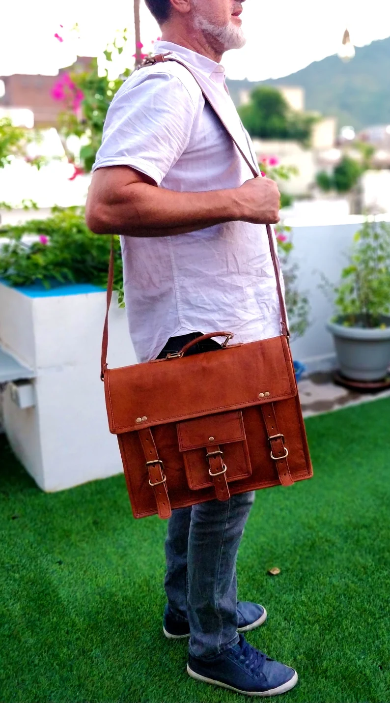 Genuine Leather Messenger Bags for Men & Women