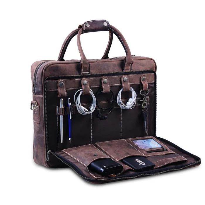 Men’s Genuine Leather Messenger Bag – Business Laptop Briefcase