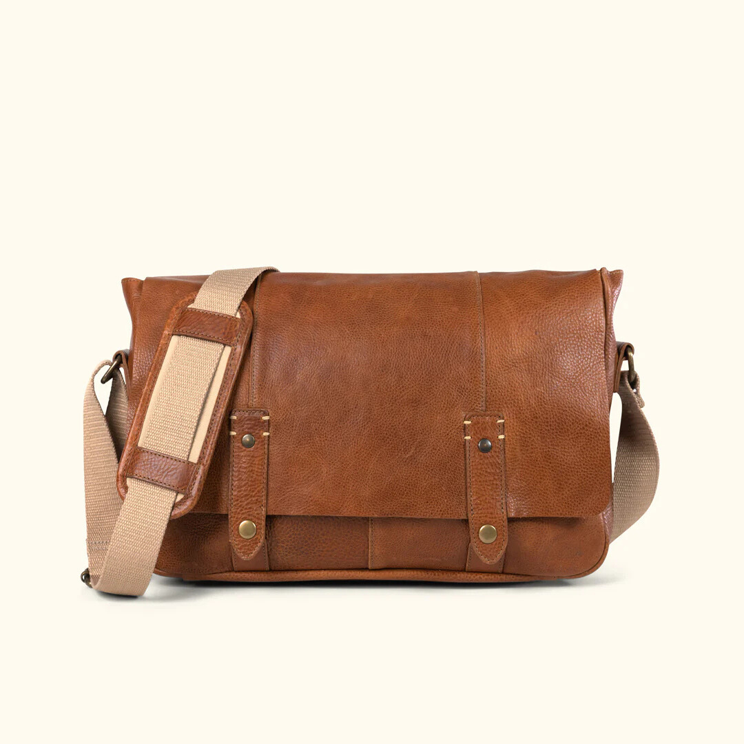 Vintage Buffalo Leather Laptop Bag – Handmade Messenger Style