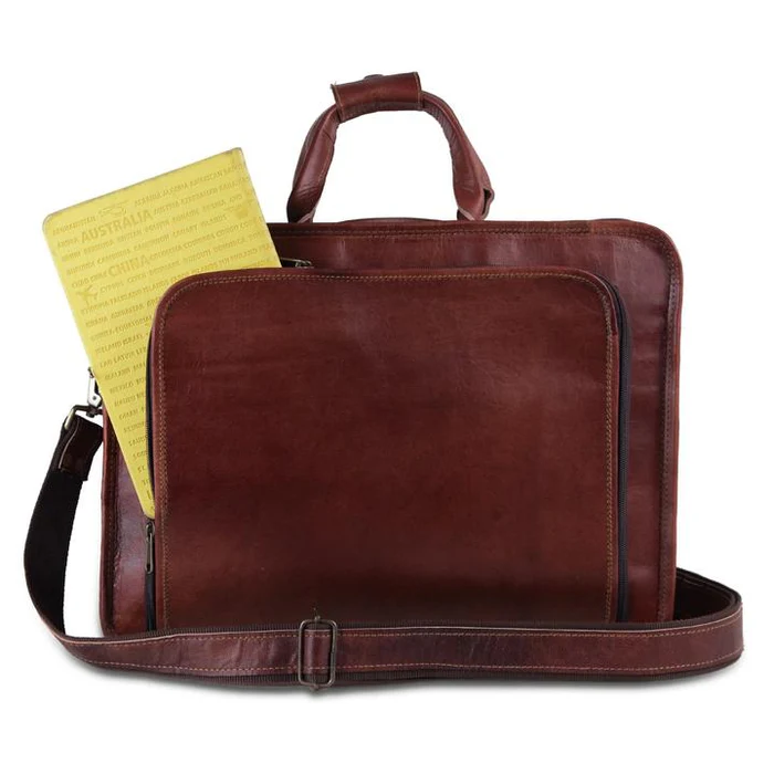 Men’s Genuine Leather Messenger Bag – Business Laptop Briefcase