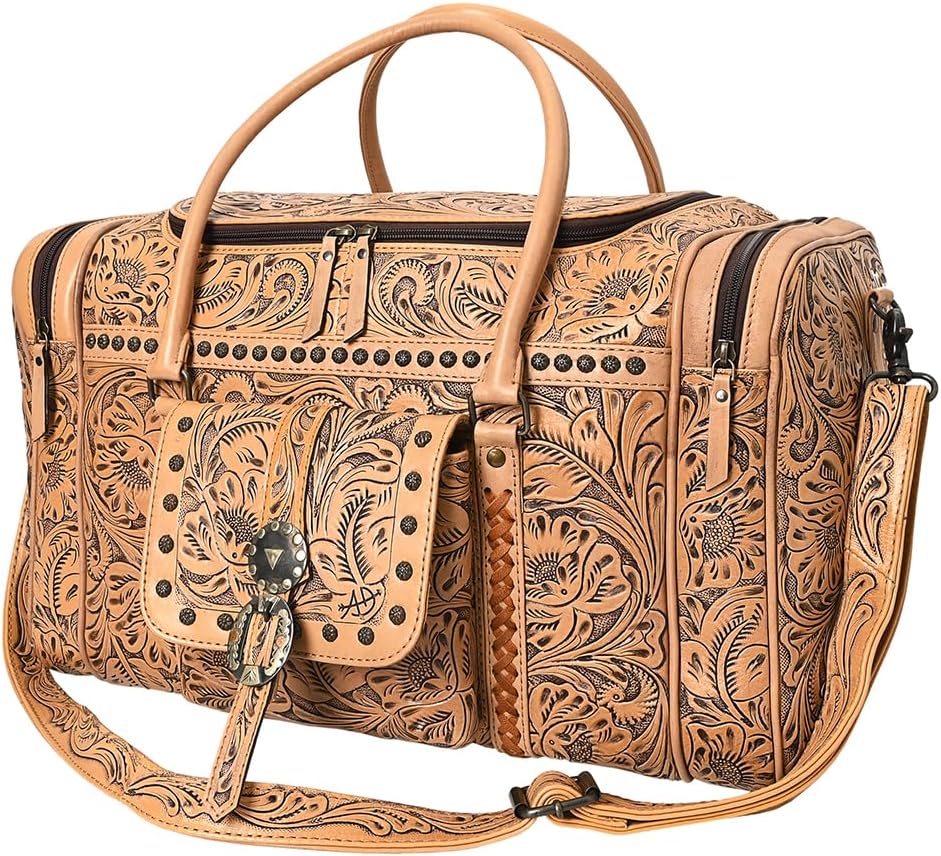 Western Cowhide Leather Duffle Bag – Handmade Travel Companion