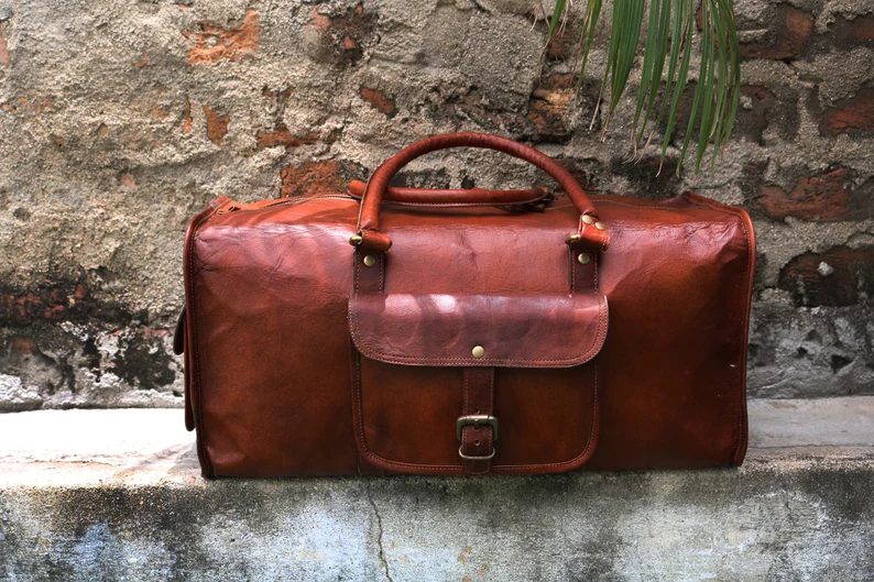 20" Leather Duffle Bag – Compact Weekender for Gym, Travel & Overnight Trips