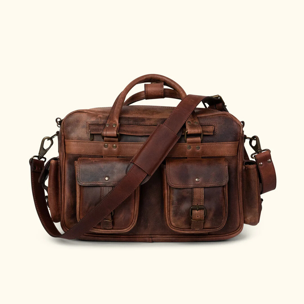 Men’s Genuine Leather Messenger Bag – Business Laptop Briefcase