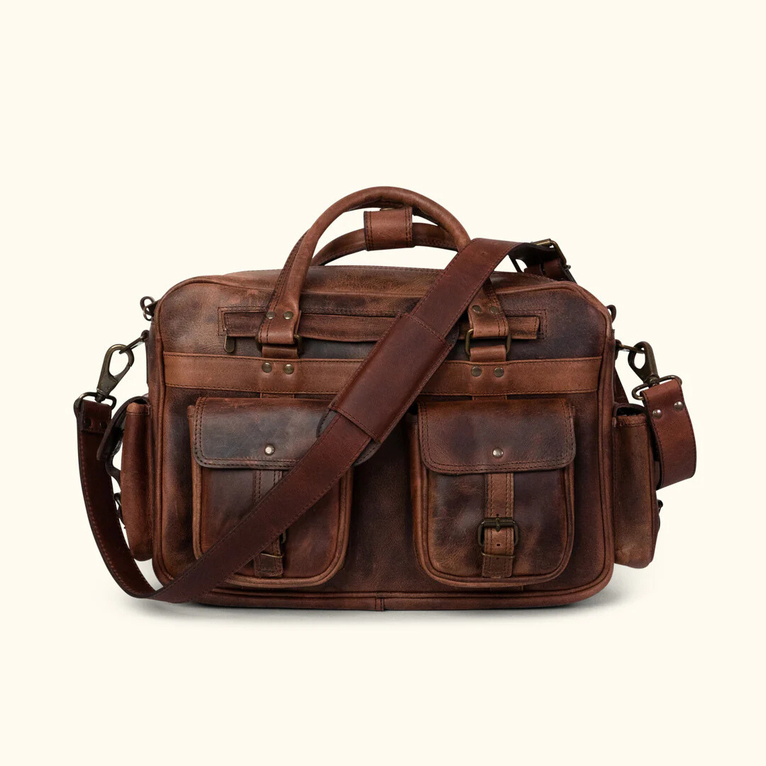 Men’s Genuine Leather Messenger Bag – Business Laptop Briefcase
