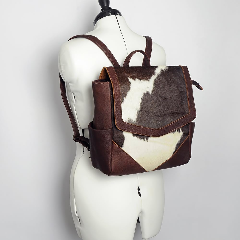 Western Cowhide Leather Backpack – Handcrafted Rustic Style