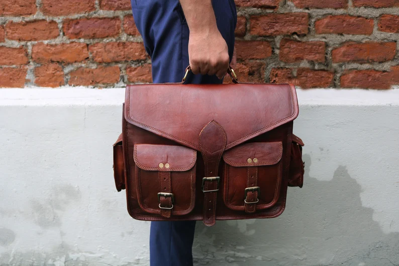 Genuine Leather Messenger Bag -Vintage Brifcase for men