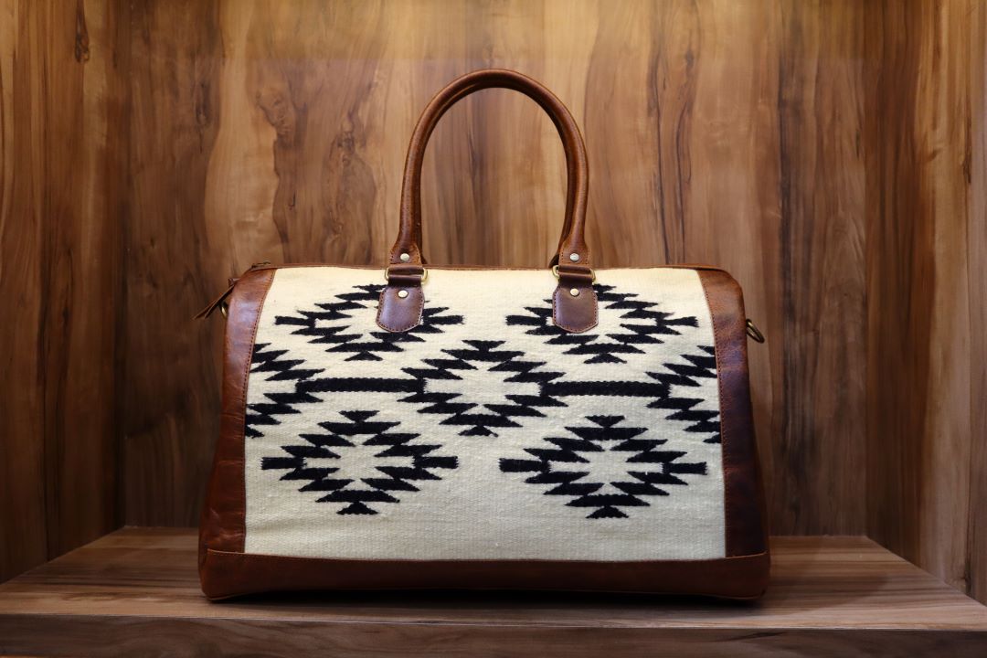 Handcrafted Aztec Leather Duffle – Western Weekender Bag