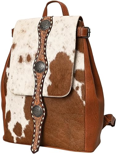 Handcrafted Western Tooled Leather Hair-On Backpack