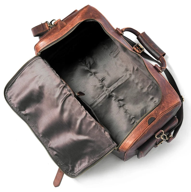 Vintage Style Leather Duffle Bag – Rugged & Durable
