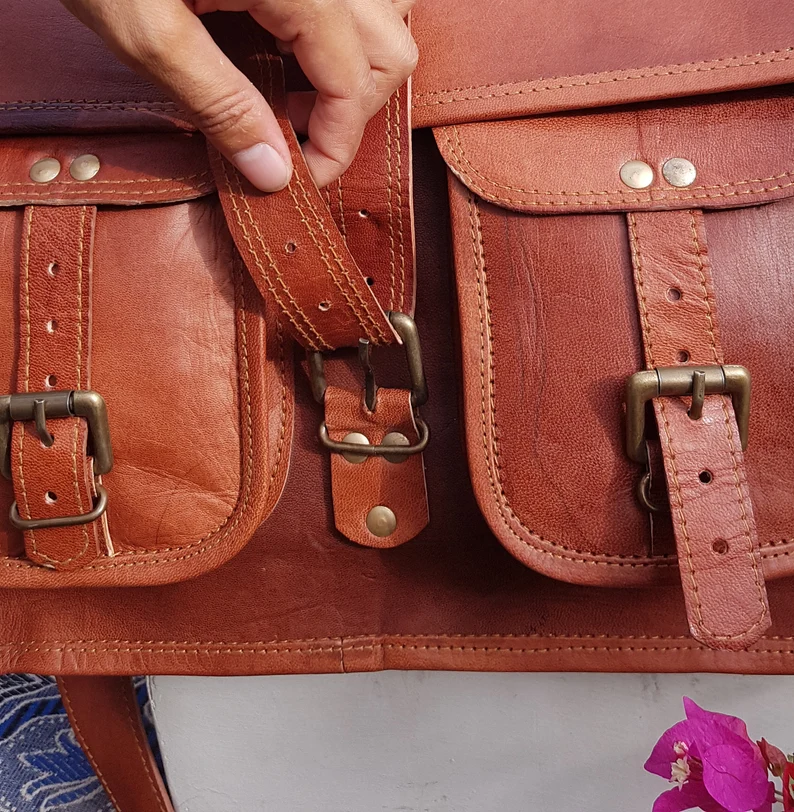 Men’s Genuine Leather Messenger Bag – Business Laptop Briefcase