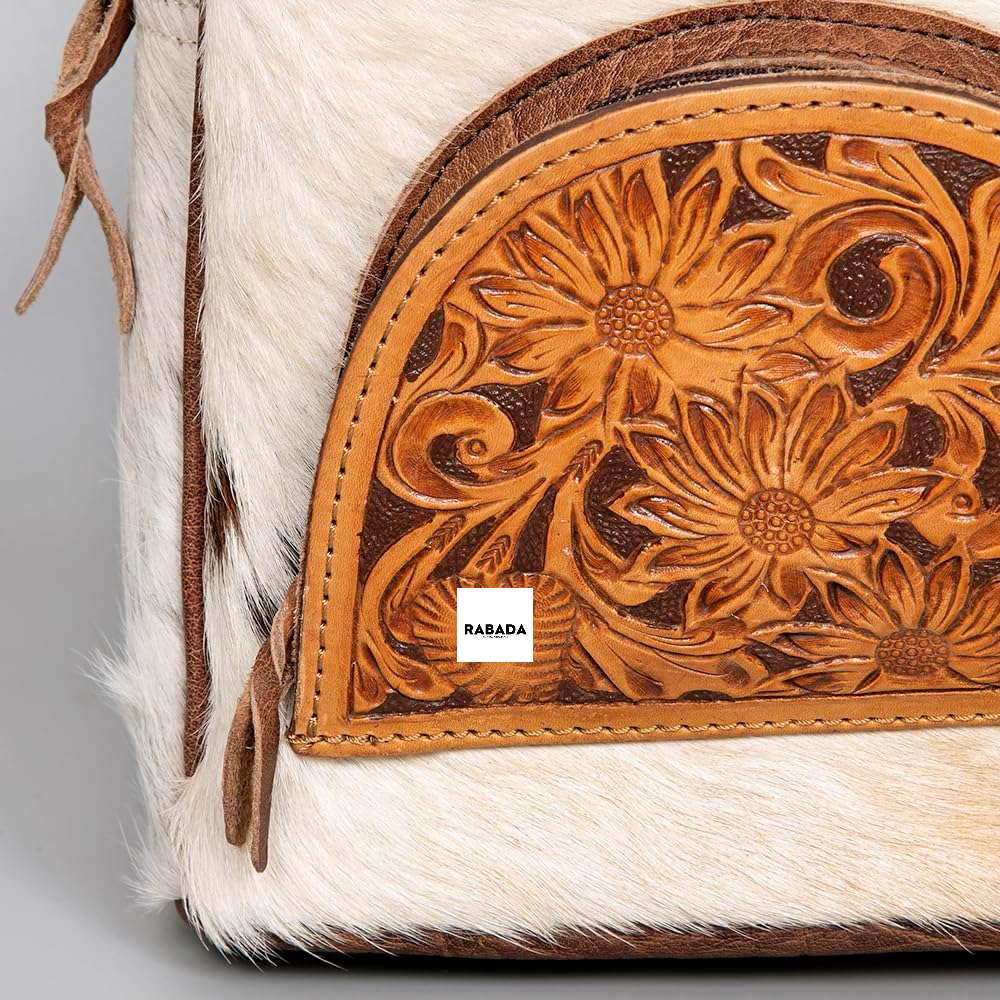 Western Hair-On Hide Tooled Leather Backpack