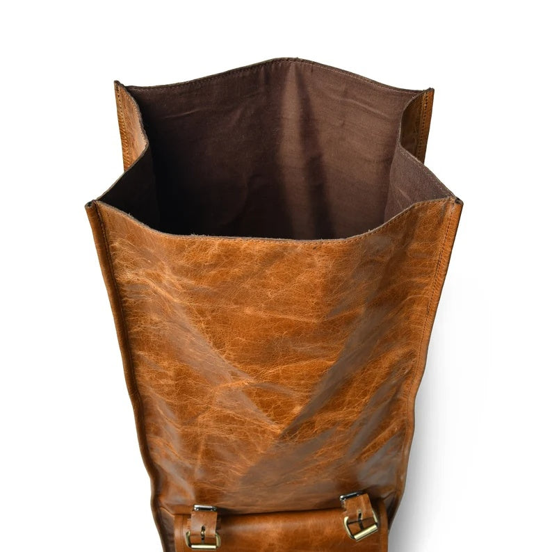 Genuine Cowhide Leather Backpack – Perfect for Work or Travel