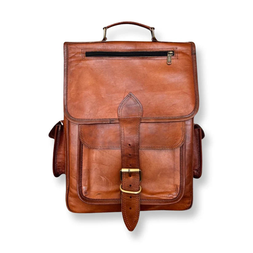 Handcrafted Vintage Leather Backpack – Laptop Bag for Work, Travel & School
