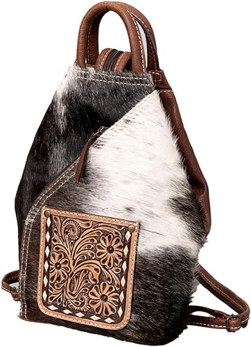 Handcrafted Western Tooled Leather Hair-On Backpack