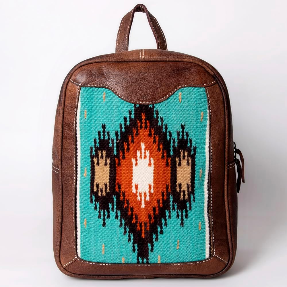 Handmade Aztec Leather Backpack – Classic Western Look