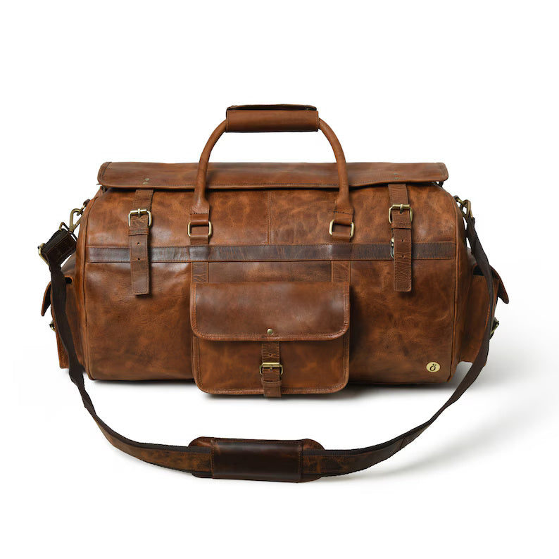 Vintage Style Leather Duffle Bag – Rugged & Durable
