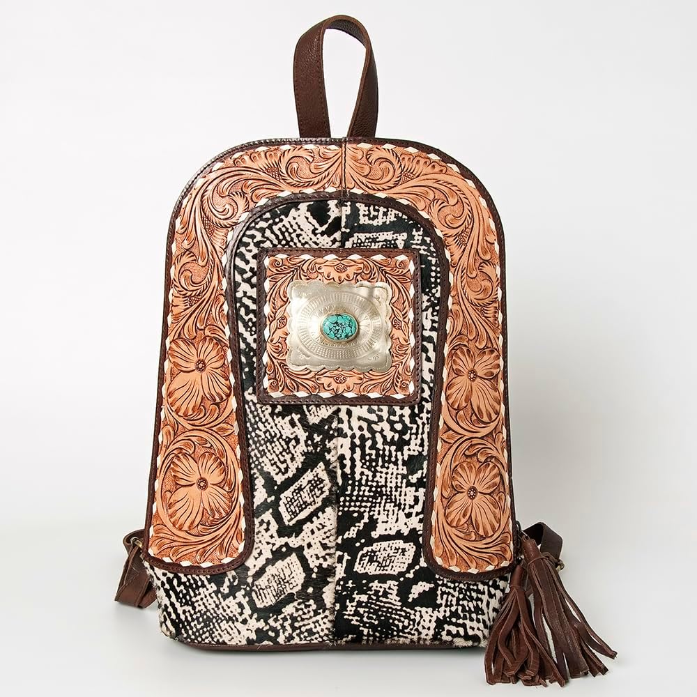 Handmade Cowhide Backpack – Natural Hair-On-Hide with Leather Accents