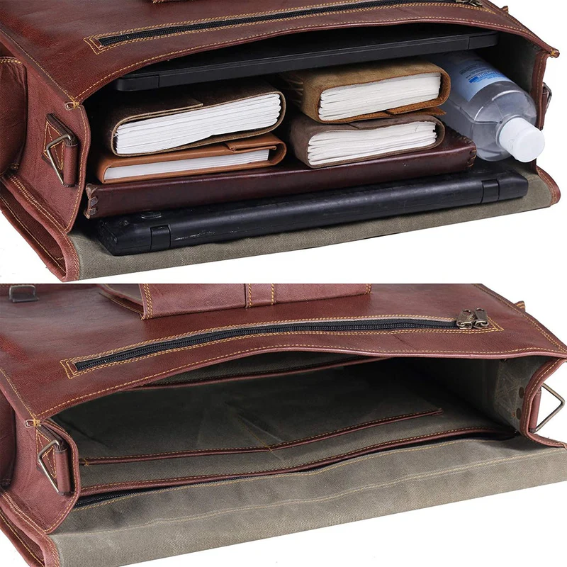 Full-Grain Leather Briefcase – Handcrafted Messenger Bag for Professionals