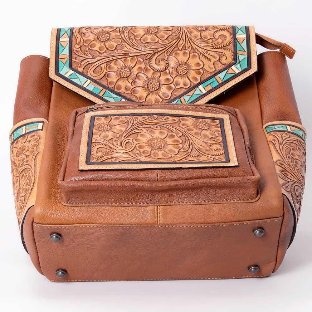 Western Tooled Leather Backpack – Handmade Vintage Cowgirl Bag