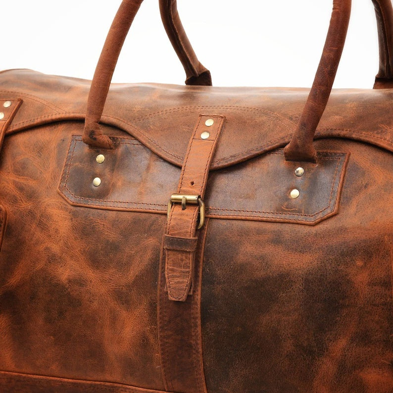 Handmade Leather Overnight Bag – Timeless & Elegant
