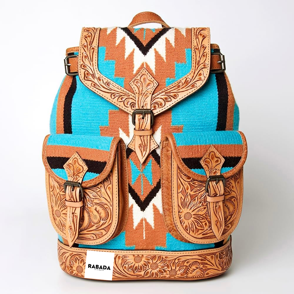 Western Aztec Leather Backpack – Handcrafted & Rugged