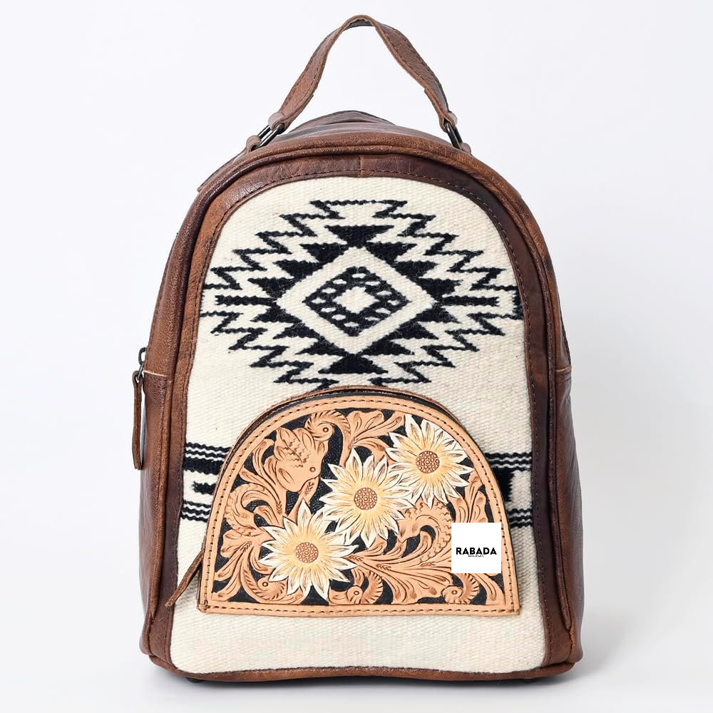 Handmade Aztec Leather Backpack – Western Style Rucksack