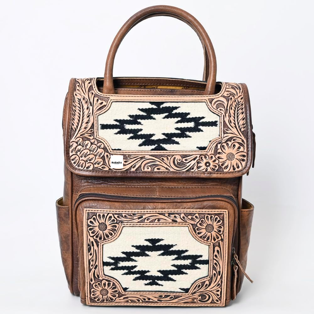 Western Aztec Leather Backpack – Handcrafted & Rugged