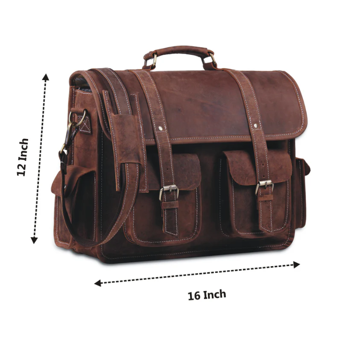 Full-Grain Leather Briefcase – Handcrafted Messenger Bag for Professionals