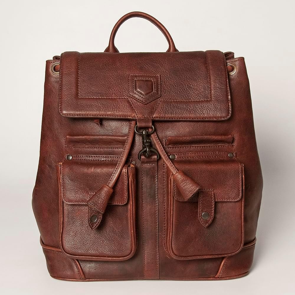Genuine Cowhide Leather Backpack – Vintage Style