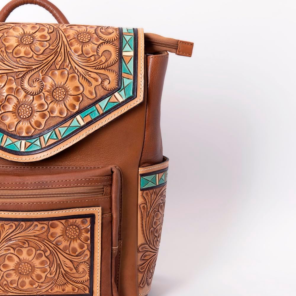 Western Tooled Leather Backpack – Handmade Vintage Cowgirl Bag